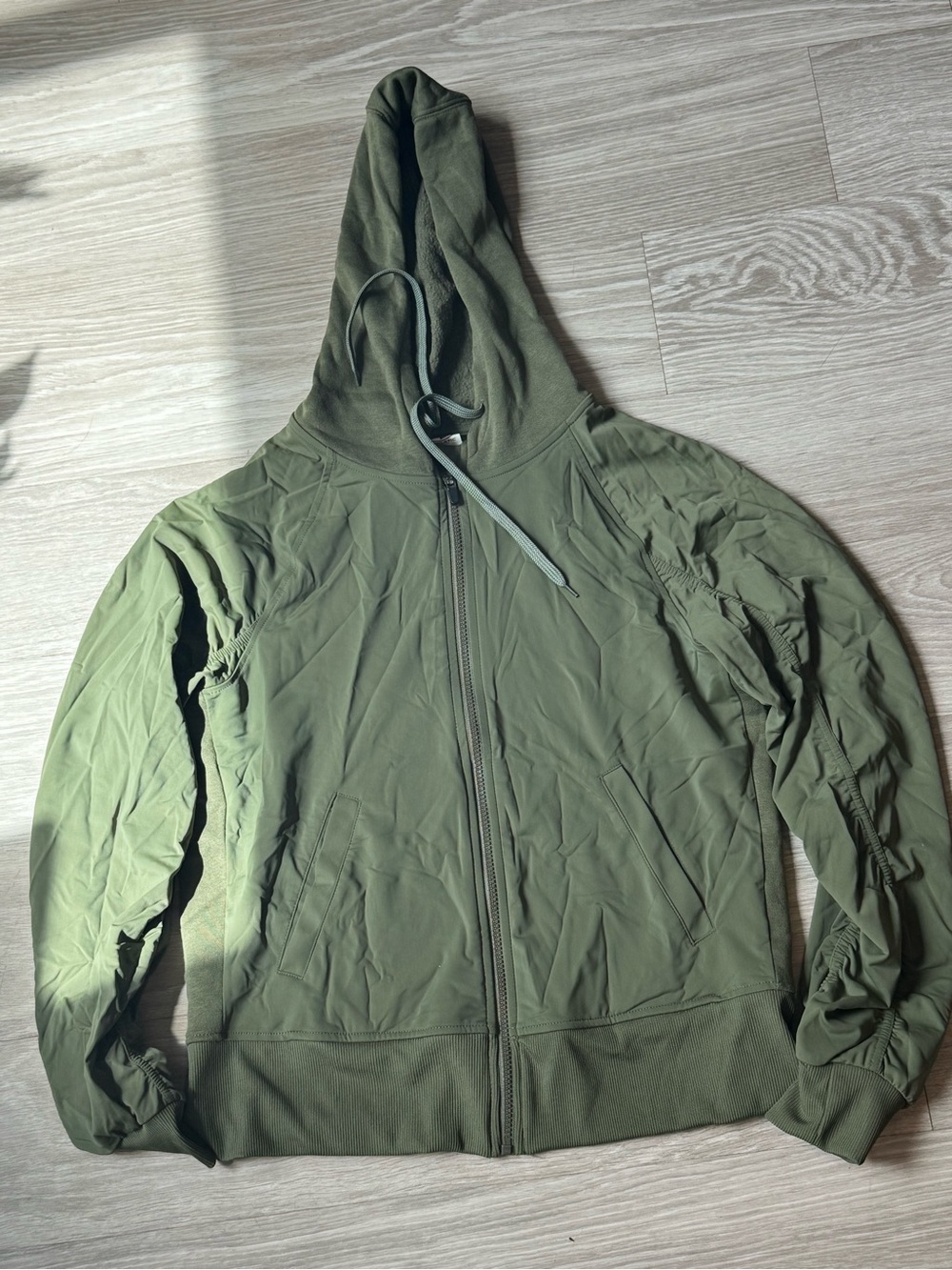Athletic Works Olive Green Lightweight Zip Hoodie